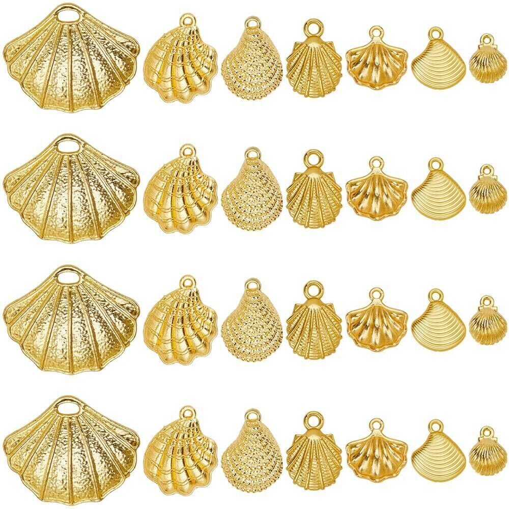 4803 1 Box 7 Styles 84pcs Metal Shell Charms Gold Shell Charms Alloy